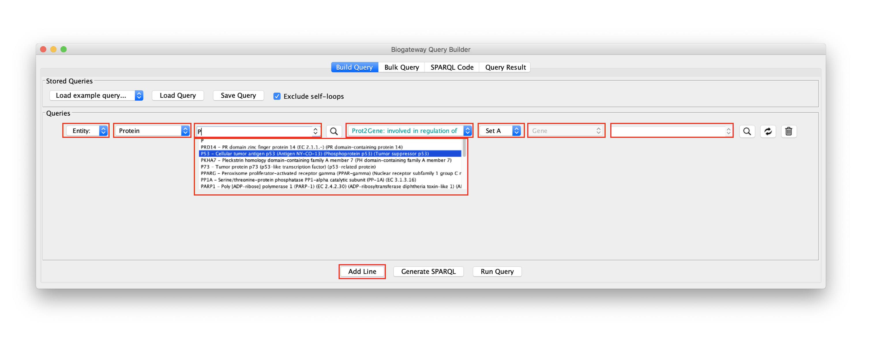 The Query Builder. The fields marked red are described below The Query Builder. The fields marked red are described below
