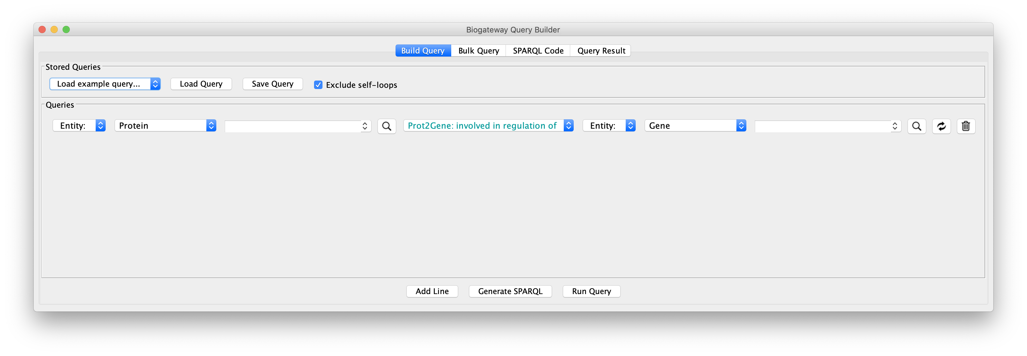 The query builder when it is initially opened.
