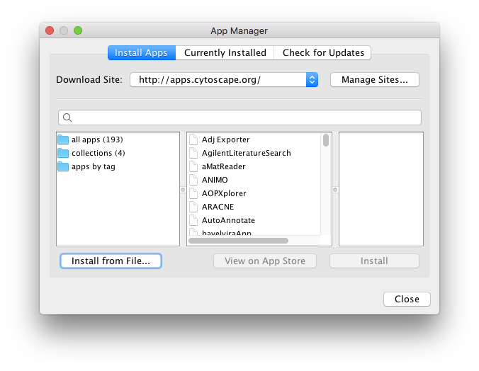 To install the App, use the App Manager in Cytoscape (version 3.7.0 or later), click "Install from File...", and select the downloaded file.